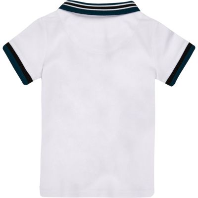 Mini boys white tipped zip polo shirt